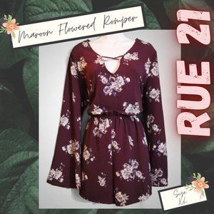 Maroon Flowered Romper
